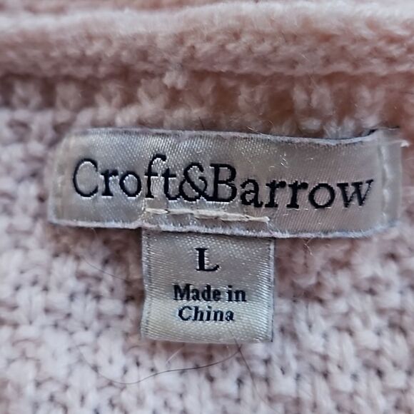 Croft & Barrow Women’s Light Pink Sweater L | Cozy Ribbed Pullover - Picture 7 of 7